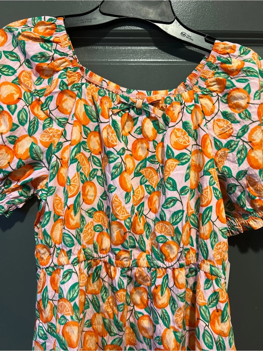 Girls' Orange Citrus Print Summer Dress Size L 10-12